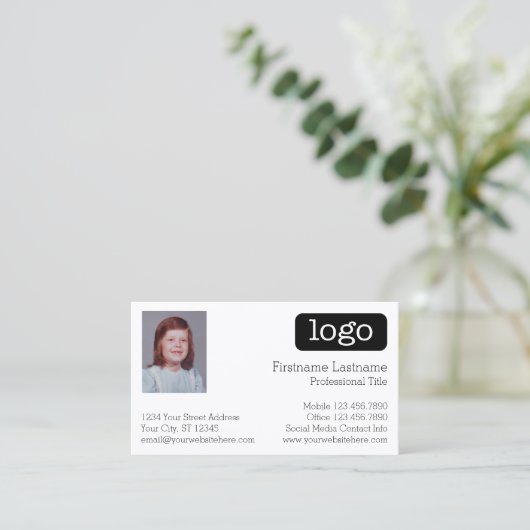 Eenvoudig zakelijk ontwerp met Logo en foto Visitekaartje (Staand voorkant)