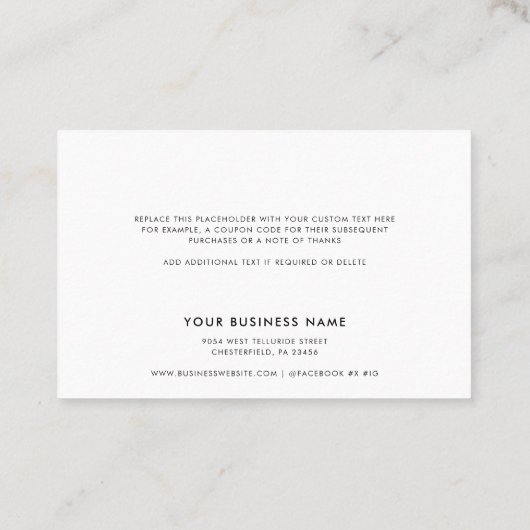 Eenvoudig zakelijk script Bedankt Visitekaartje (Achterkant)