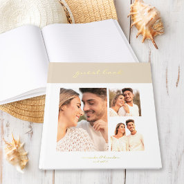 Eenvoudig Zand Beige Modern Cakkigrafie Schrift Fo Gastenboek