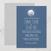 Eenvoudig Zand Dollar Navy Blue Beach Weddenschap Kaart (Voorkant / Achterkant)