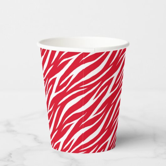 Eenvoudig zebra Afdrukken Rood wit, modern patroon Papieren Bekers (Rechts)