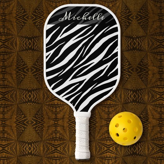 Eenvoudig zebraprint zwart-wit modern patroon pickleball paddle