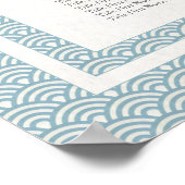 Eenvoudig Zee Blauw en Witte Seigaiha Zitkaart Poster (Hoek)