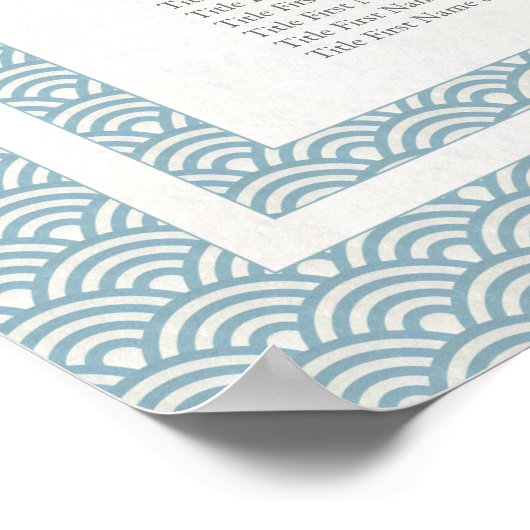 Eenvoudig Zee Blauw en Witte Seigaiha Zitkaart Poster (Hoek)