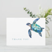 Eenvoudig Zee Turtle Turquoise Dank u Bedankkaart (Staand voorkant)