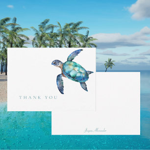 Eenvoudig Zee Turtle Turquoise Dank u Bedankkaart