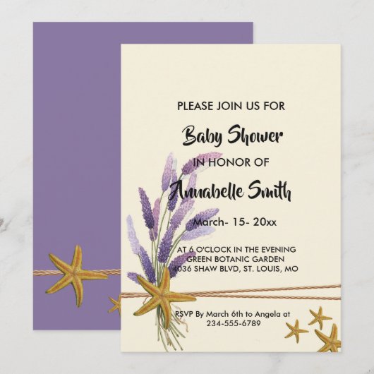  Eenvoudig zeester Baby shower Kaart (Voorkant / Achterkant)