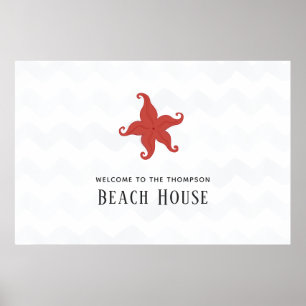 Eenvoudig Zeester Strandhuis Poster
