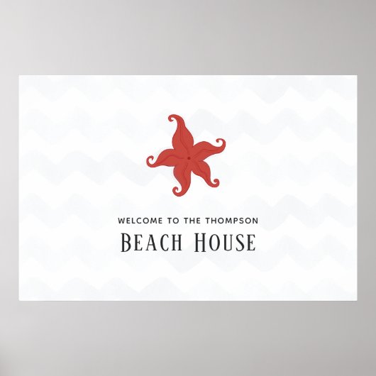 Eenvoudig Zeester Strandhuis Poster (Voorkant)