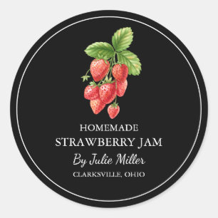 Eenvoudig zelfgemaakt aardbeienjam label