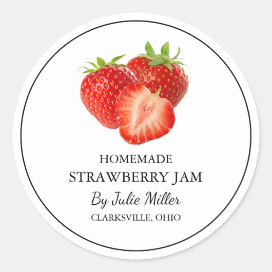 Eenvoudig zelfgemaakt aardbeienjam label (Voorkant)