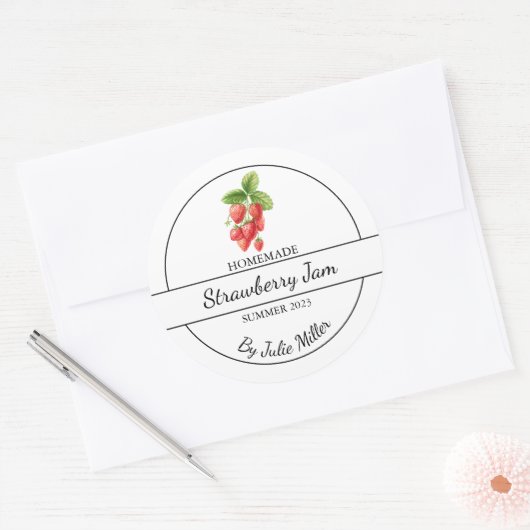 Eenvoudig zelfgemaakt aardbeienjam label (Envelop)