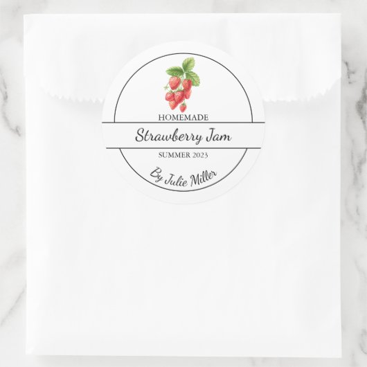 Eenvoudig zelfgemaakt aardbeienjam label (Tas)