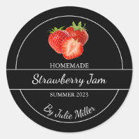Eenvoudig zelfgemaakt aardbeienjam label