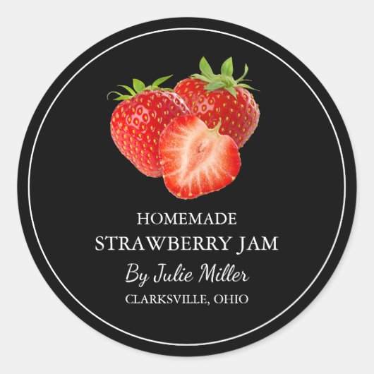 Eenvoudig zelfgemaakt aardbeienjam label (Voorkant)