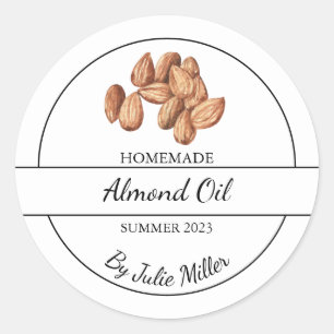 Eenvoudig zelfgemaakt amandelolielabel ronde sticker