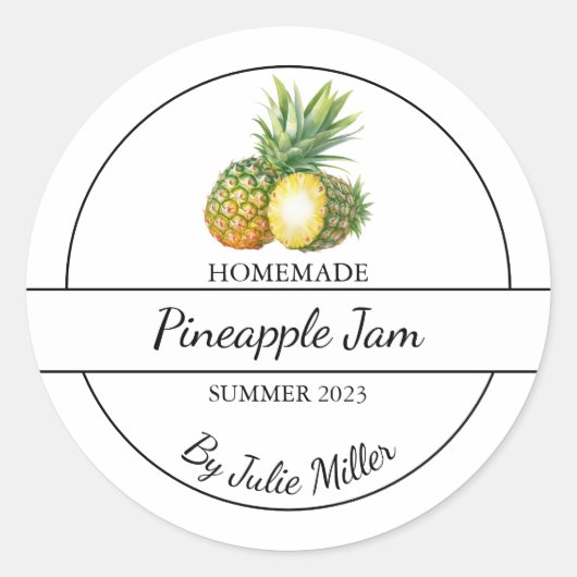 Eenvoudig Zelfgemaakt Ananas Jam Label (Voorkant)