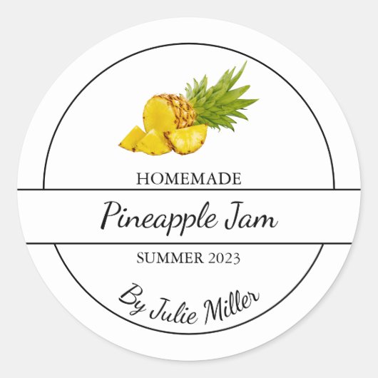 Eenvoudig Zelfgemaakt Ananas Jam Label (Voorkant)