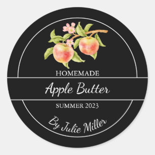 Eenvoudig zelfgemaakt Apple Butter Label Zwart