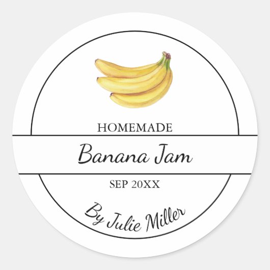 Eenvoudig zelfgemaakt Banana Jam Label (Voorkant)