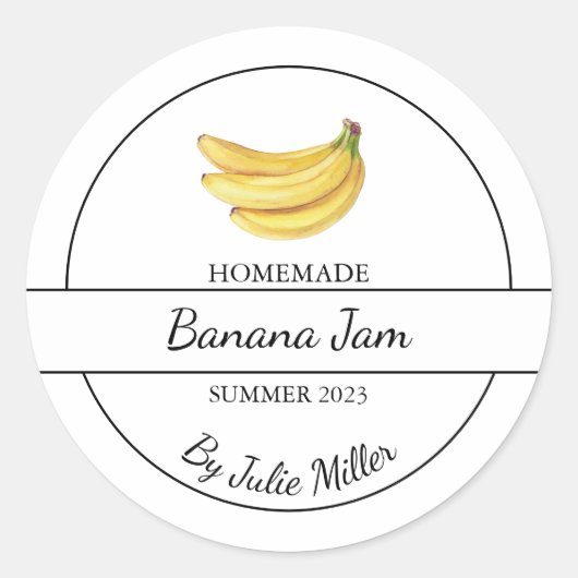 Eenvoudig zelfgemaakt Banana Jam Label (Voorkant)