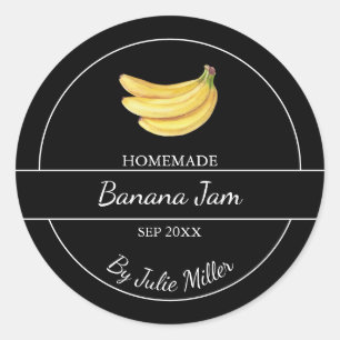 Eenvoudig zelfgemaakt Banana Jam Label   Zwart