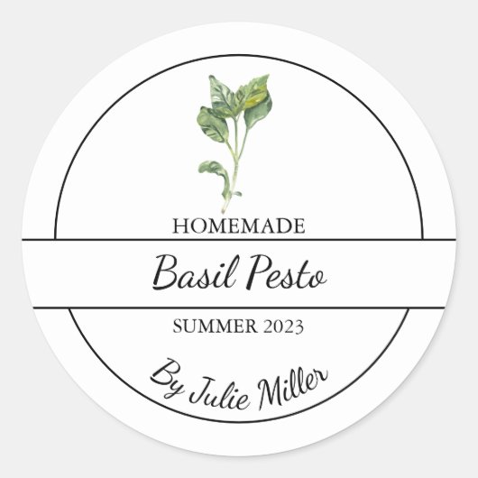 Eenvoudig zelfgemaakt Basil Pesto Label (Voorkant)