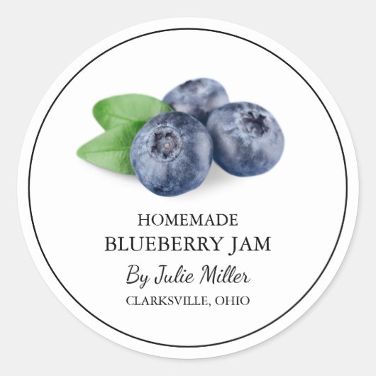 Eenvoudig zelfgemaakt Blueberry Jam Label (Voorkant)