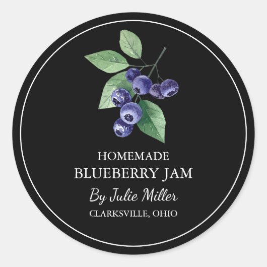 Eenvoudig zelfgemaakt Blueberry Jam Label (Voorkant)