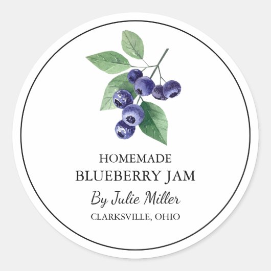Eenvoudig zelfgemaakt Blueberry Jam Label (Voorkant)