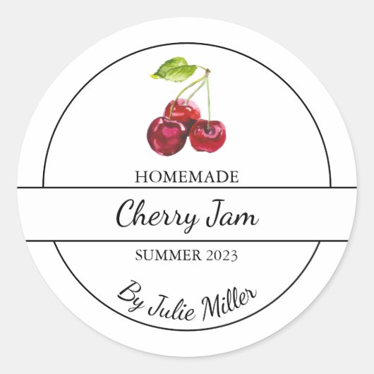 Eenvoudig zelfgemaakt Cherry Jam Label (Voorkant)