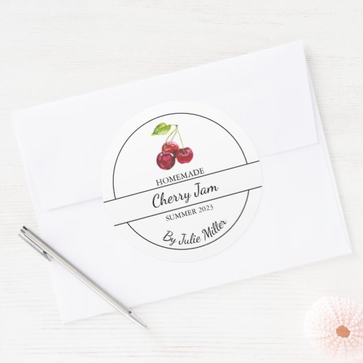 Eenvoudig zelfgemaakt Cherry Jam Label (Envelop)