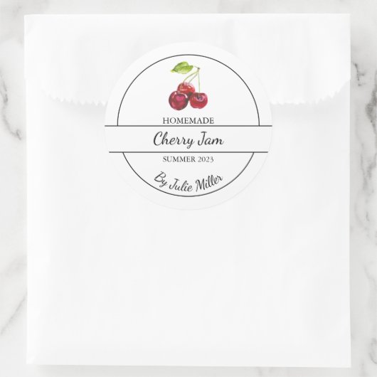 Eenvoudig zelfgemaakt Cherry Jam Label (Tas)