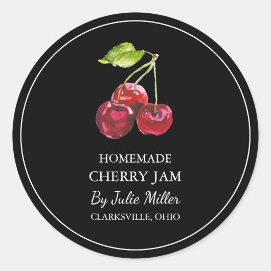 Eenvoudig zelfgemaakt Cherry Jam Label (Voorkant)