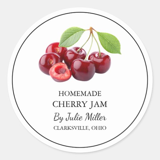 Eenvoudig zelfgemaakt Cherry Jam Label (Voorkant)