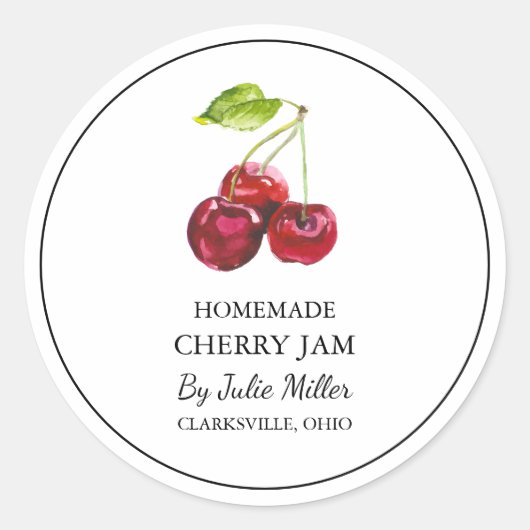 Eenvoudig zelfgemaakt Cherry Jam Label (Voorkant)