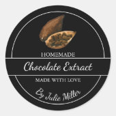 Eenvoudig zelfgemaakt chocolade extract label (Voorkant)