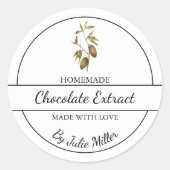 Eenvoudig zelfgemaakt chocolade extract label (Voorkant)