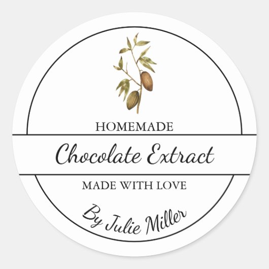 Eenvoudig zelfgemaakt chocolade extract label (Voorkant)