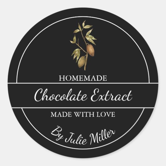 Eenvoudig zelfgemaakt chocolade extract label (Voorkant)