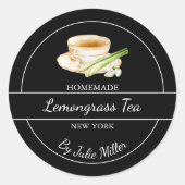 Eenvoudig zelfgemaakt citroengras thee label (Voorkant)