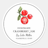 Eenvoudig zelfgemaakt cranberry jam label (Voorkant)