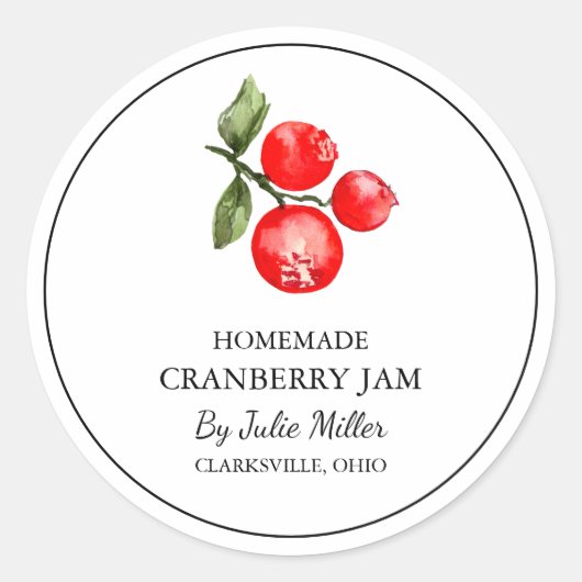 Eenvoudig zelfgemaakt cranberry jam label (Voorkant)