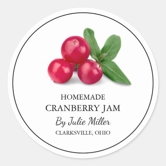 Eenvoudig zelfgemaakt cranberry jam label (Voorkant)