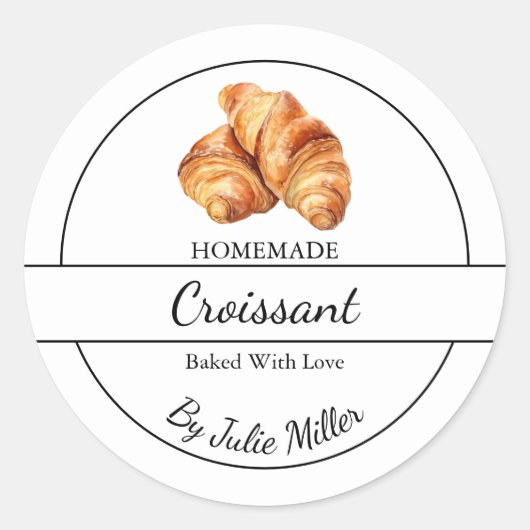 Eenvoudig zelfgemaakt croissantlabel ronde sticker (Voorkant)