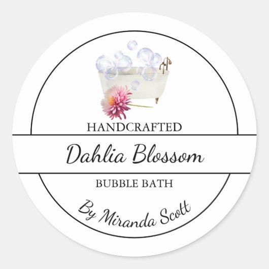 Eenvoudig zelfgemaakt Dahlia Bubble Bath Label (Voorkant)