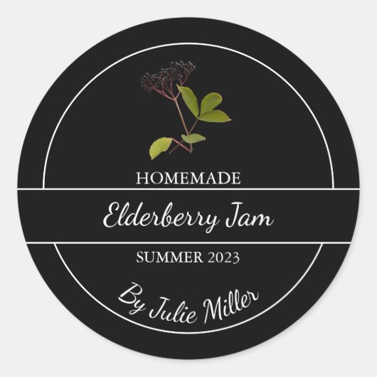 Eenvoudig zelfgemaakt Elderberry Jam Label (Voorkant)
