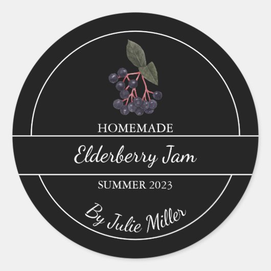 Eenvoudig zelfgemaakt Elderberry Jam Label (Voorkant)