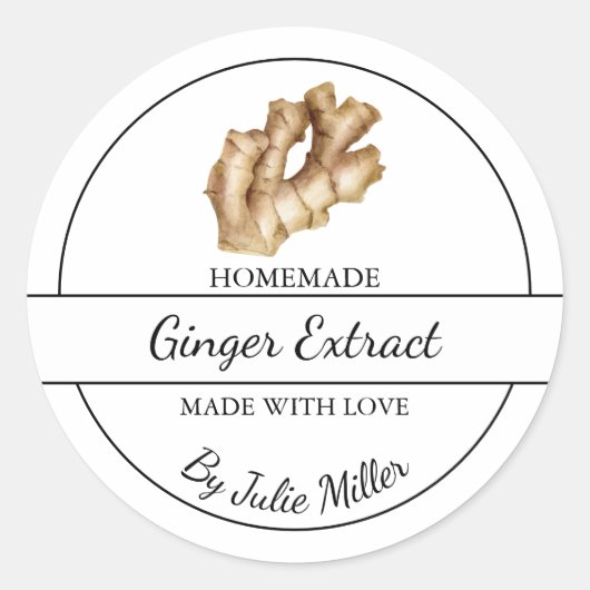 Eenvoudig zelfgemaakt gember extract label (Voorkant)