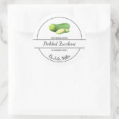 Eenvoudig zelfgemaakt ingelegde courgettetiket ronde sticker (Tas)